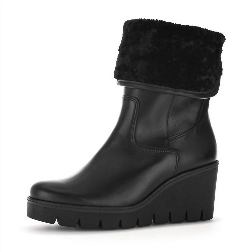 NEW GABOR women's 34.785 fur wedge boot in black